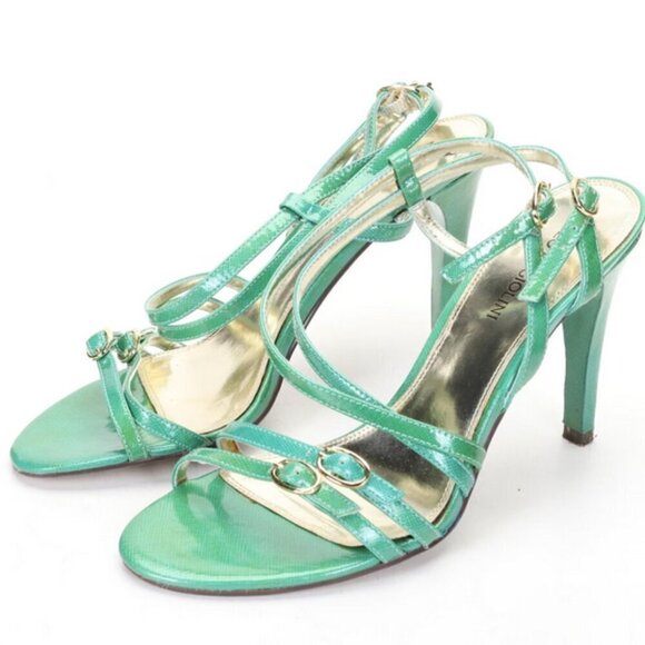 Enzo Angiolini Earutle Turquoise & Green Heels Strappy with Box - Picture 1 of 4
